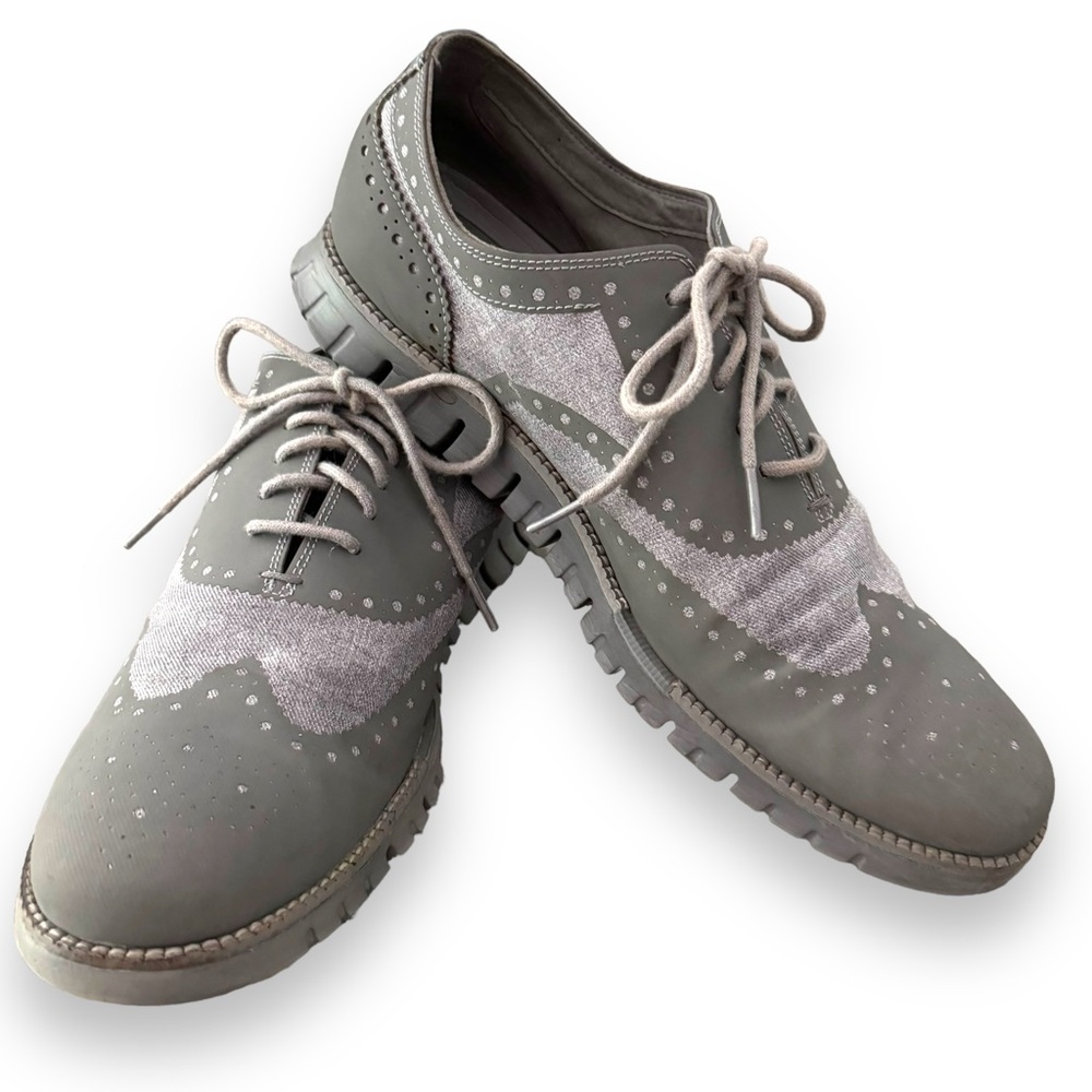 Cole Haan ZEROGRAND 2Tone Gray Lace-up Wingtips Size 11.5M EUC